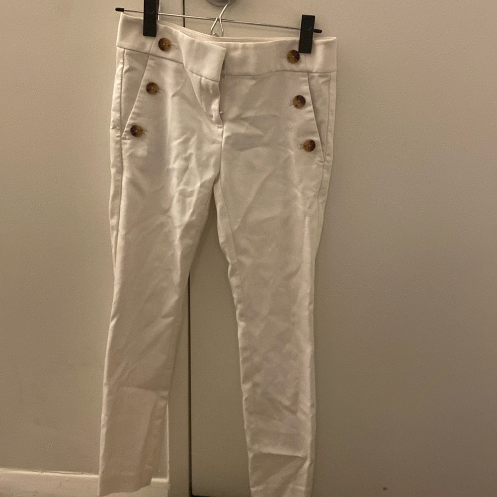 LOFT white trousers with sailor buttons, sz 00P